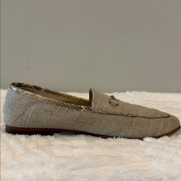 SAM EDELMAN Lior Bit Loafer Women’s Flats Size 7.5 Tan Linen Metallic - Picture 8 of 15